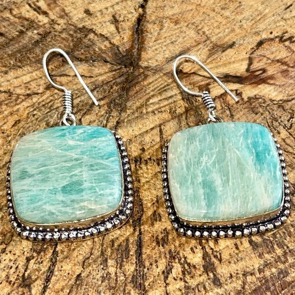 Beautiful Shade of Green Amazonite Earrings 2” - Picture 10 of 12